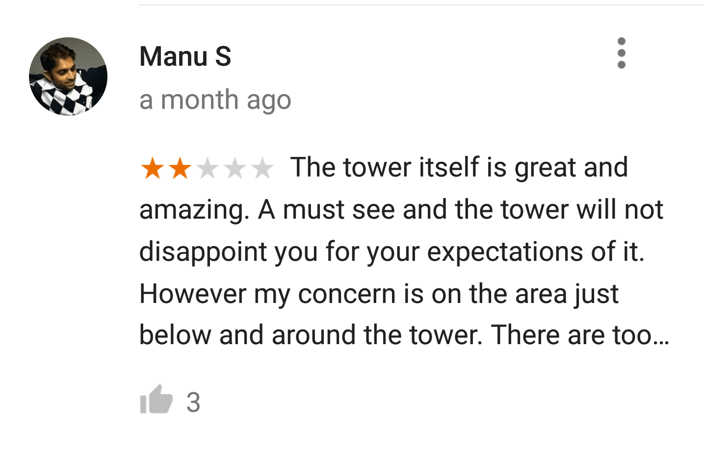 Google Maps reviews of the Eiffel Tower