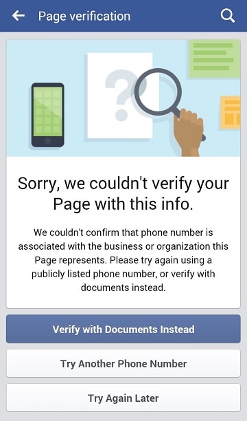Sorry we couldn't verify your Page with this info