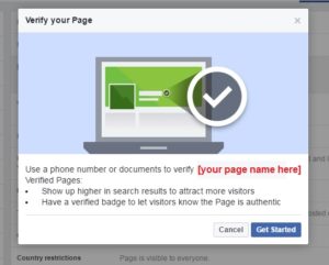 Use a phone number or documents to verify your Facebook Fan Page